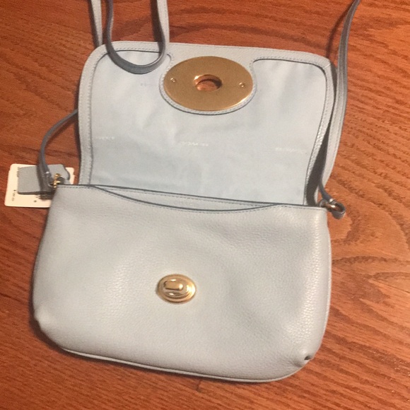 NWT-Coach Pale Blue Pebbled Leather Bag - Picture 5 of 7